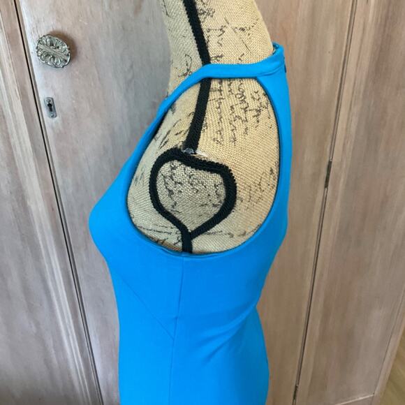 Amanda Uprichard Y2K turquoise Bodycon Midi Dress blue stretch office siren S - Picture 7 of 15